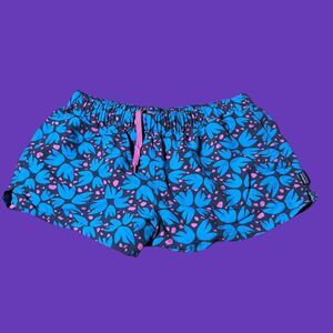 Patagonia Barely Baggies Nylon Shorts Blue Pink Patterned Floral Womens Medium